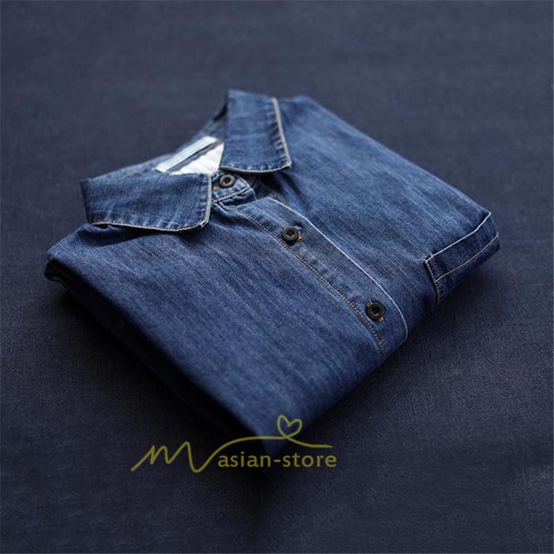 シャツ・ブラウス | デニム風シャツ レディース 異素材切替 シャツブラウス カジュアル 長袖シャツ 春服 胸ポケット トップス ゆったり 20代30代40代50代 おしゃれ 羽織り 通勤通学