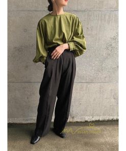 シャツ・ブラウス | 長袖ブラウス 綿100%ブラウス レディース シャツ 秋物 パフスリーブブラウス 無地 トップス 長袖 夏秋物 20代30代 可愛い ゆったりシルエット OL 大人