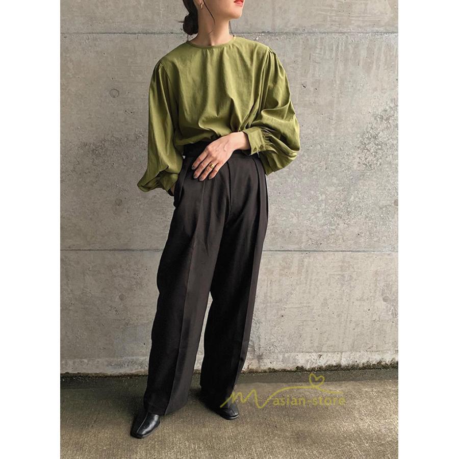 シャツ・ブラウス | 長袖ブラウス 綿100%ブラウス レディース シャツ 秋物 パフスリーブブラウス 無地 トップス 長袖 夏秋物 20代30代 可愛い ゆったりシルエット OL 大人