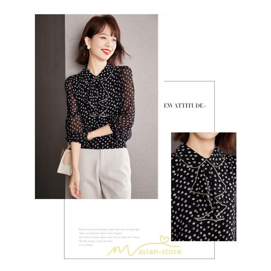 シャツ・ブラウス | ブラウス レディース 長袖 秋冬 オフィス フォーマル スーツ 黒 シフォン 大きいサイズ ビジネス 通勤 体型カバー 50代 40代 20代 フェミニン 30代 秋服