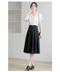 スカート | 膝丈 フレアレディース 春 夏 春夏 黒 シンプル ひざ丈 無地 ミモレ丈 秋 お出かけ リクルート 面接 通勤 就活 高級感 OL 上品　 オフィス