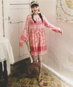 ミニ丈 | ワンピース レディース ワンピース長袖 夏秋ワンピ きれいめ 大人 森ガール 膝上 リゾート 花柄 おしゃれ デート 通勤 可愛い お呼ばれ シフォン