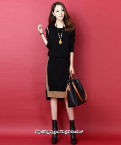 マキシ | ニットワンピース レディース 30代 40代 50代 秋冬 膝丈 切り替え きれいめ 厚手 上品 オシャレ 通勤 着痩せ 体型カバー 長袖 マキシワンピース 大きいサイズ