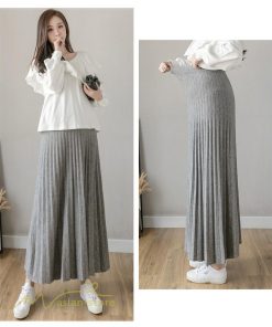 スカート | マタニティプリーツ レディース 秋 冬 コーデ Aライン 可愛い 妊婦服 産前 産後 ウエスト調整 上品 マタニティウェア ロング丈 体型カバー