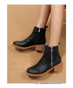 ショートブーツ | 大きいサイズ26.5cm レディース 上品 ブーツ 秋冬 春 チャンキーヒール 太ヒール 黒ブーツ シンプル ミドルヒール 大人 サイドファスナー