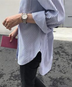 シャツ・ブラウス | レディースシャツ ロングシャツ 春物 長袖 夏服 羽織り ストライプ カジュアルシャツ スリム 大人 オフィス OL ブラウス シャツ トップス 体型カバー 可愛い