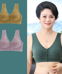 トップス | ブラジャー 前開き フロントボタン ノンワイヤー ノンワイヤーブ ナイトブラ ソフトブラ レディース インナー 無地 肌着 ギフト 下着 着脱簡単 母親 婦人