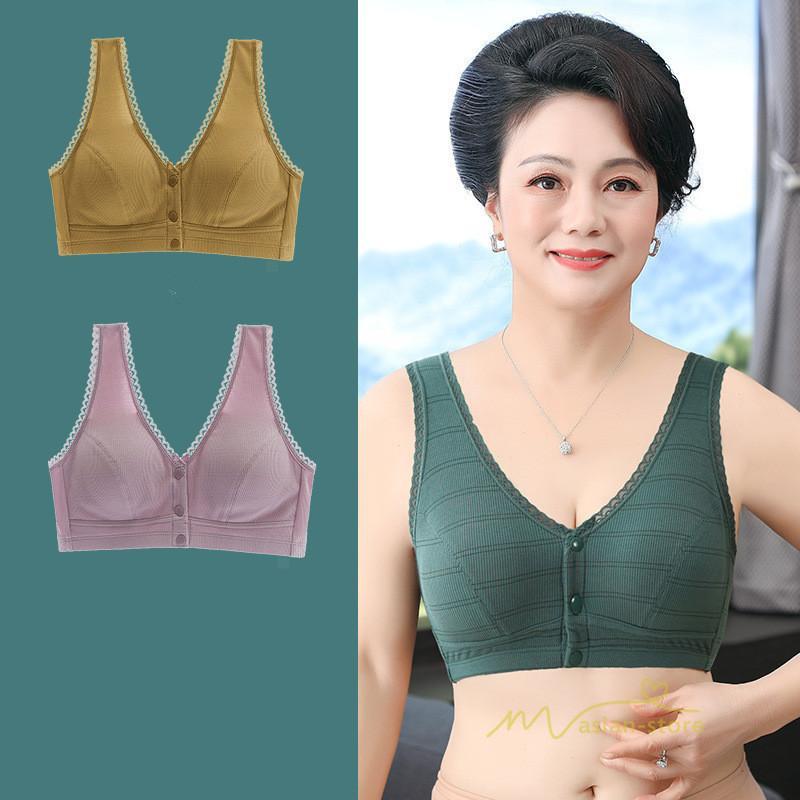 トップス | ブラジャー 前開き フロントボタン ノンワイヤー ノンワイヤーブ ナイトブラ ソフトブラ レディース インナー 無地 肌着 ギフト 下着 着脱簡単 母親 婦人