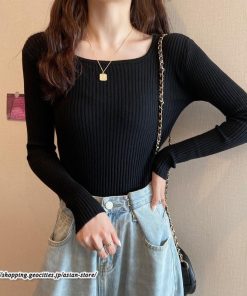 ニット・セーター | 秋 冬 ニット セーター 長袖 スクエアネック レディース トップス 無地 洗えるニット お洒落 シンプル 通勤 OL 上品 可愛い リブ きれいめ トレンド かわいい