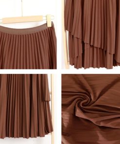 ロングスカート | 不規則裾 プリーツスカート ハイウエスト