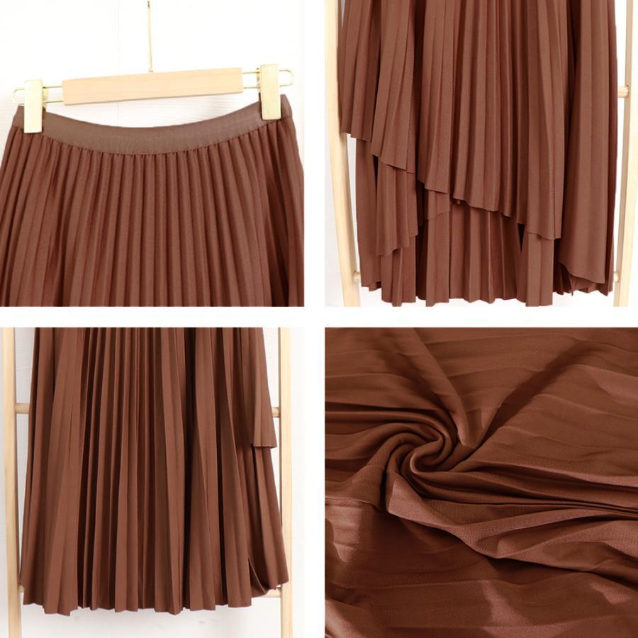 ロングスカート | 不規則裾 プリーツスカート ハイウエスト