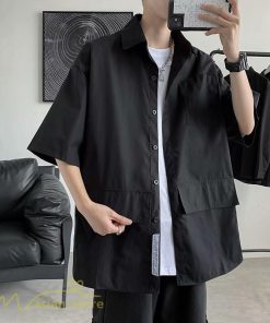 シャツ | メンズ 半袖 トップス ワイドTゆったり 無地 ライトアウター 着回し 夏新作 コーデ 白黒細身 通勤通学 XXL 日常感 大きいサイズ