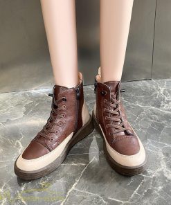 ショートブーツ | レディース ブーティー 太ヒール ブーツ ショートヒール カジュアル レースアップ 厚底 歩きやすい 厚底ブーツ コスプレ靴 編み上げブーツ