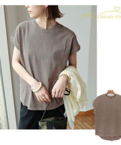 tシャツ・カットソー | Tシャツ Tシャツ レディース トップス ピグメント加工 フレンチスリーブ Tシャツ カットソー スリット 半袖 カジュアル 女性着 無地 普段 トップス シンプル
