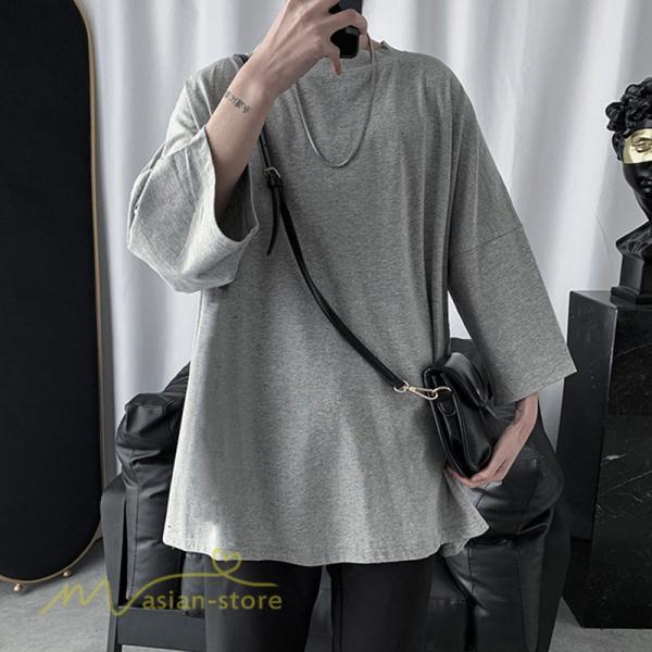 Tシャツ | メンズ 無地 大きいサイズ カットソー 上品 7分袖 サマートップス ゆったり 日常感 メンズスタイル シンプル 体型カバー カッコウイイ