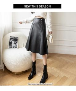 スカート | ロング丈 ロングレザーマーメイドミモレ丈 秋冬 無地 レディース Aライン 通勤 オシャレ カジュアル オフィス OL 着痩せ