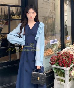 マキシ | Vネックワンピース ミモレ丈ワンピース フレア 秋 レディース 長袖ワンピ 腰着痩せ Aラインワンピース 30代40代 ドッキングワンピ エレガント 大人 通学通勤