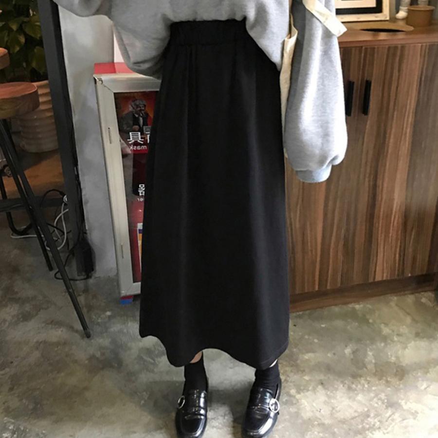 ロングスカート | Aライン フレアスカート黒