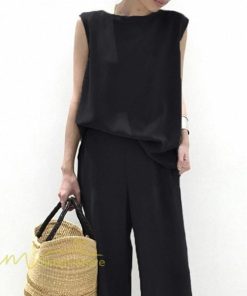 セットアップ | ワイドパンツ タンクトップ レディース 落ち感 大人 ルームウェア 30代40代 お出かけ 2点セット 夏物 可愛い 上下セット カジュアル 秋服