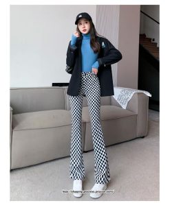 チノ・テーパード・ジョガー・スキニーパン | パンツ レディース フレアパンツ チェック柄 トレンド カジュアル ハイウエスト スキニーパンツ トレンド かわいい 楽ちん お出かけ 送料無料 デート おしゃれ