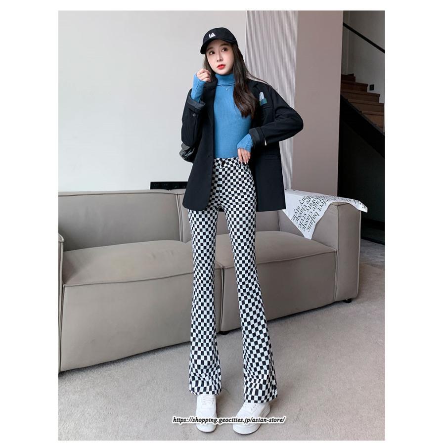 チノ・テーパード・ジョガー・スキニーパン | パンツ レディース フレアパンツ チェック柄 トレンド カジュアル ハイウエスト スキニーパンツ トレンド かわいい 楽ちん お出かけ 送料無料 デート おしゃれ