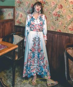 マキシ | ワンピース 長袖 きれいめ 春 ロング 大人 ロング丈 リラックス レディース ルームウェア 上品 旅行 体型カバー リゾート フランス風 着痩せ