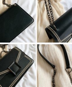 ショルダーバッグ | スクエアバッグ かばんブラック 肩掛け チェーンバッグ 斜めがけ ミニレディース 小さめ レザー 大人