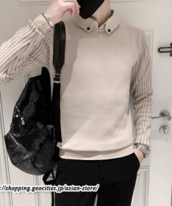 ニット・セーター | セーター メンズ ビジネス レイヤード風 カジュアル ボーダー カッコウイイ 秋 冬 20代 30代 着回し メンズトップス シンプル 40代 50代 大きいサイズ