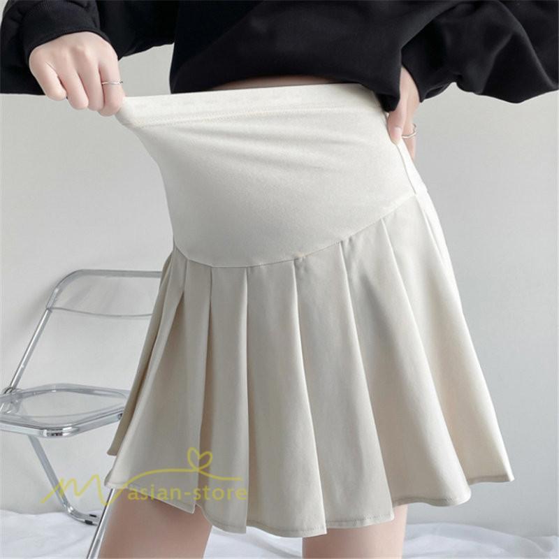 スカート | マタニティレディース ミニ夏 サマー マタニティウェア きれいめ プリーツ可愛い ママ おしゃれ 韓国風 無地 ウエスト調整 上品