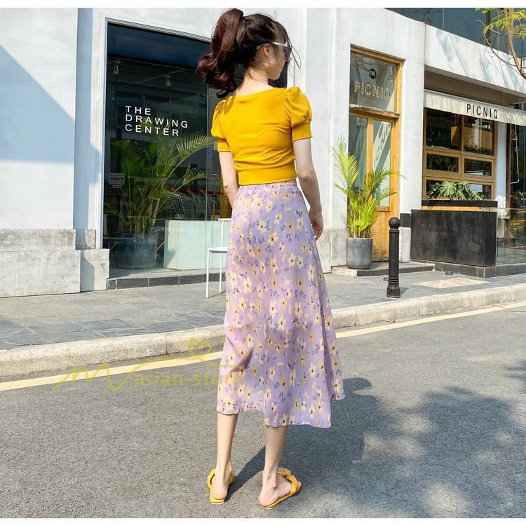 スカート | レディース シフォン フレア マキシ ロングウエストゴム マキシ花柄 ゆったり 20代30代40代50代 通勤通学 普通着 お出かけ お呼ばれ