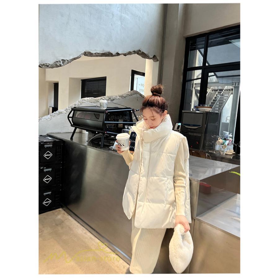 ベスト | ダウンレディース 無地 スタンドネック 中綿きれいめ シンプル 大きいサイズ ノースリーブ 韓国風 20代 50代 秋冬コーデ 40代 30代 大きいサイズ