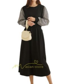 マキシ | ワンピース レディース 40代 ロングワンピース 春 夏 切り替え チェック柄 お洒落 長袖 ゆったり カジュアル 大きいサイズ 着痩せ 体型カバー 通勤 20代30代