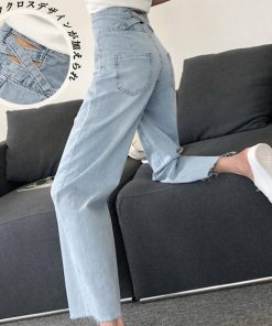 デニム | パンツ ハイウエスト ジーパン ワイドパンツ 薄手 ストレート レディース 切りっぱなし 春夏