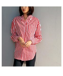 シャツ・ブラウス | 即日発送シャツブラウス レディーストップス ストライプシャツ ビジネスカジュアルウェアシャツ 可愛い 長袖 S M 2020春夏 オフィス通学通勤 XL L 上着