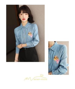 シャツ・ブラウス | デニムシャツ レディース 長袖 羽織り シャツ デニム 秋 冬 かっこいい 50代 40代 30代 20代 おしゃれ 着痩せ お出かけ オシャレ 上品　 キレイめ 可愛い