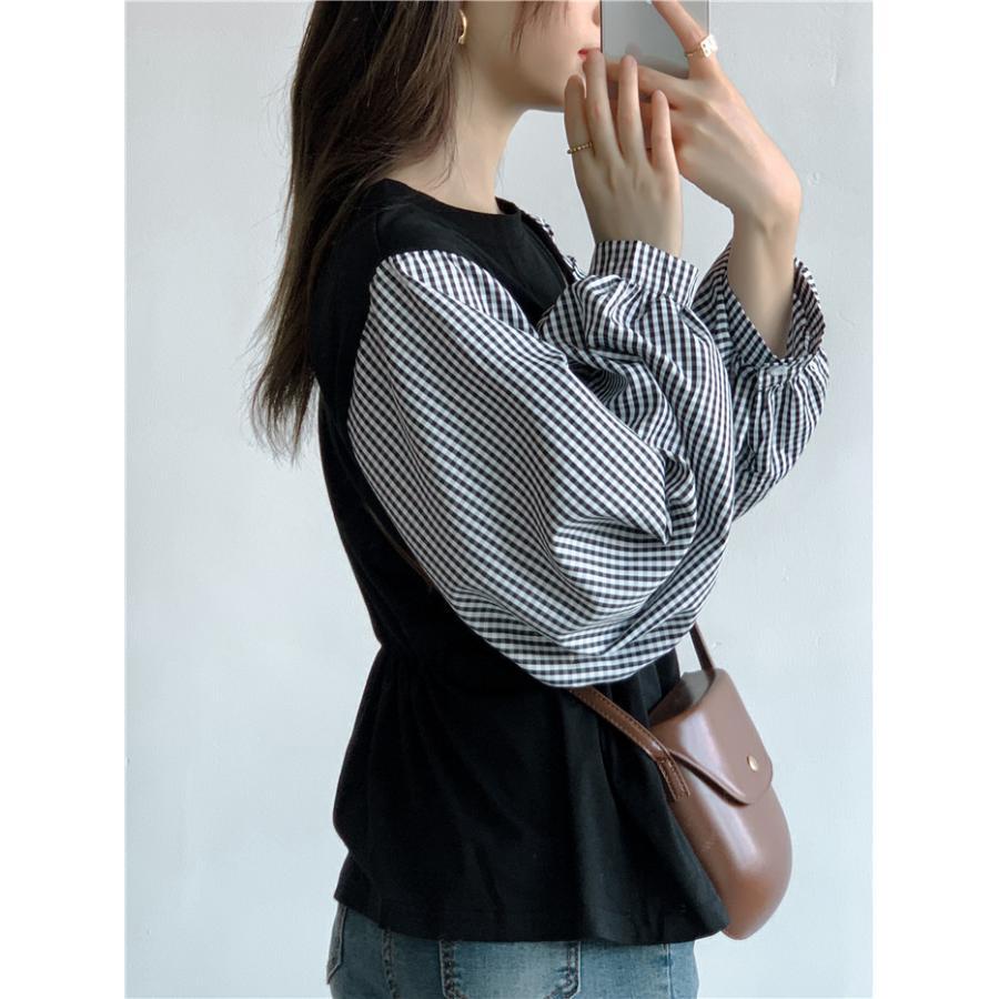 tシャツ・カットソー | Tシャツ 長袖 レディース カジュアル レイヤード カットソー シャツ 異素材 切り替え トップス Tシャツ ブラウス 20代 重ね着 30代 秋物 50代 ゆったり