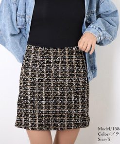 ひざ丈スカート | タイトスカート ハイウエスト チェック柄 レディース 台形スカート スカート ミニスカート ツイード