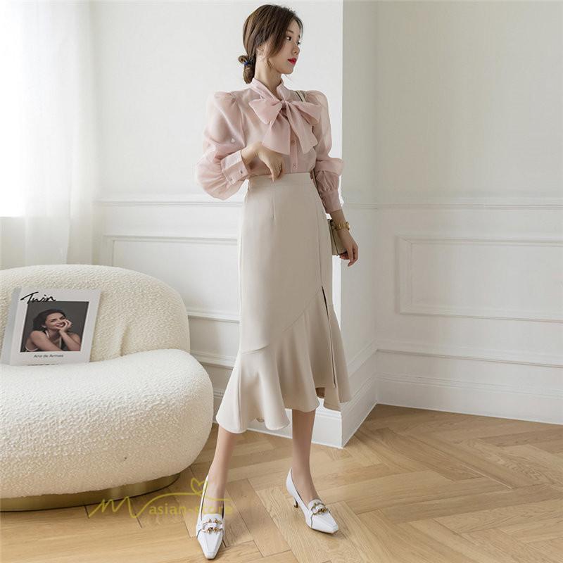 スカート | マーメイドボトムス レディース きれいめ 春 夏 無地 オフィス おしゃれ ミモレ丈 フォーマル 通勤 韓国風 ハイウエスト スリット エレガント 40代