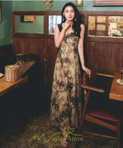 ミニ丈 | ロングワンピース ワンピース ロングワンピ レディース マキシ丈 ワンピ ノースリーブ Aライン 着痩せ 花柄 セクシー おしゃれ きれいめ 40代 30代 50代 夏