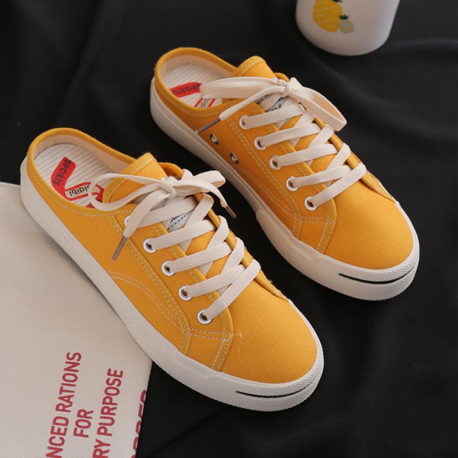 シューズ | スニーカー キャンバス 歩きやすい スリッポン かかとなし ローカット レディース スニーカー 春夏 美脚 スニーカー