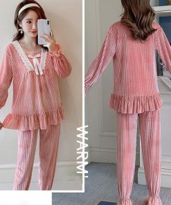 セットアップ | 部屋着 可愛い レディース パジャマ ベロア 長袖秋冬 寝巻き ゆったり ルームウェア ナイトウェア 上下セット