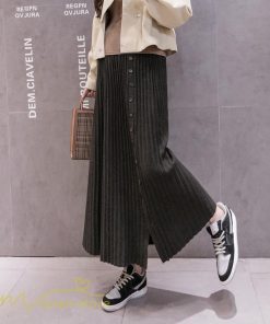 スカート | マタニティ Aライン秋 冬 コーデ 着痩せ 裾口スリット ニット 体型カバー リブ ウエスト調整 マタニティウェア 大きいサイズ カジュアル