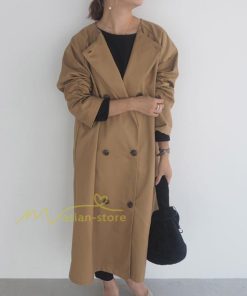 ダウンジャケット コート | コート アウター ノーカラーコート レディース 秋物 羽織り 長袖 ミモレ丈 ロングコート 秋アウター ダブル 無地 ポケット 大人 ゆったり 30代40代