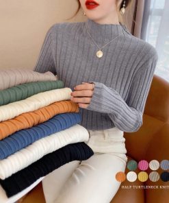 ニット・セーター | リブニットトップス プチハイネック