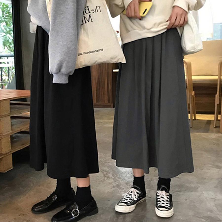 ロングスカート | Aライン フレアスカート黒