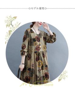 マキシ | ワンピース 夏秋 長袖 コットン お出かけ 長め丈 花柄 フラワー 大きいサイズ ロング丈 ロングワンピ ぽっちゃり 快適 お洒落 着痩せ 2022新作 華奢見え