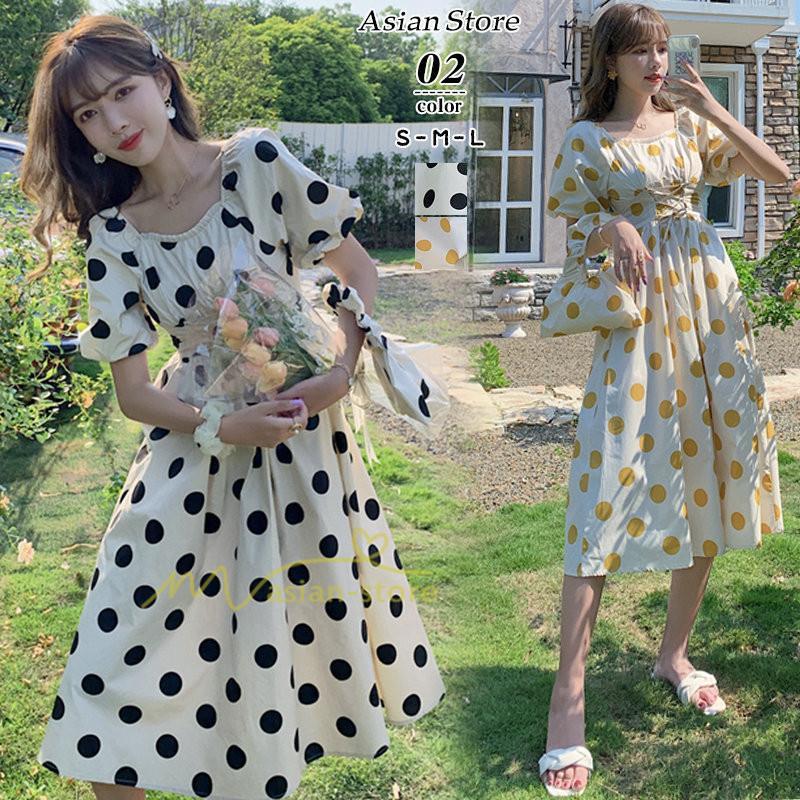 マキシ | ワンピース レディース チュニック 半袖 楽ちん 大きいサイズ 体型カバー ドット柄 カジュアル お出かけ ファッション 着痩せ 20代30代40代 エレガント 夏物