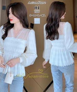 シャツ・ブラウス | ブラウス レディース きれいめ 40代 春夏秋新作 オシャレブラウス レースシャツ 長袖トップス パフスリーブブラウス 大人 20代30代 2022 通勤 着回し エレガント