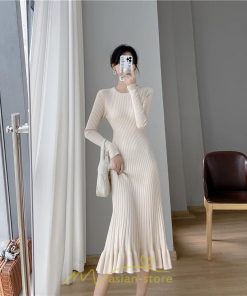 ニットワンピース | ロングワンピース ワンピース レディース ロング丈 秋 冬 マーメイド 着痩せ セクシー 足細効果 韓国風 20代30代40代50代 フェミニン