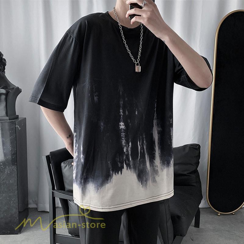 Tシャツ | カットソー メンズ 半袖 ゆったり カジュアル 半袖トップス サマー 夏新作 クルーネック 絞り染め おしゃれ ストリート カッコウイイ コットン